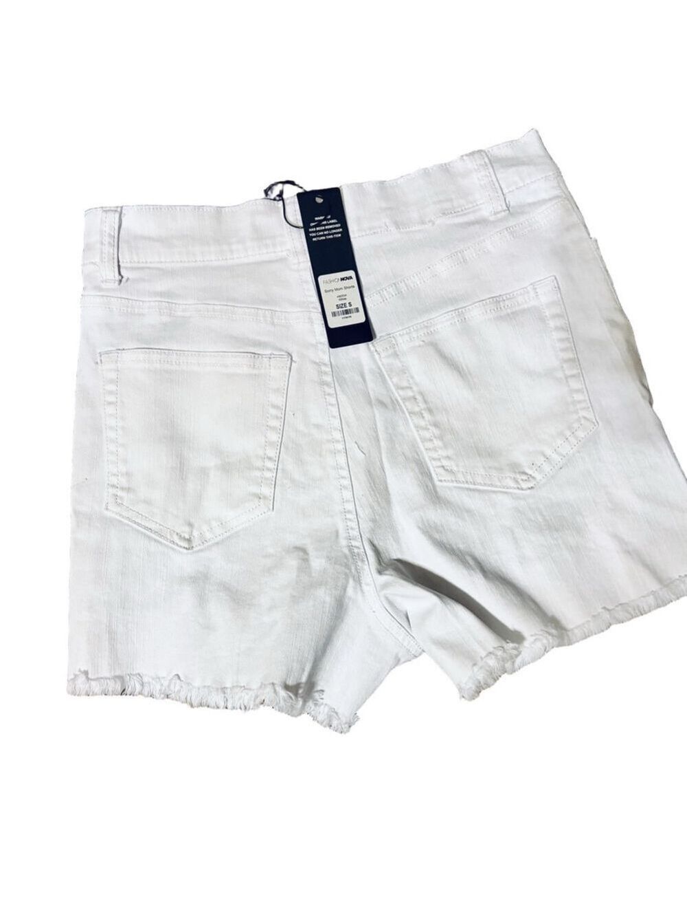 Fashion Nova White Distressed High Rise Fashion Denim Jean Shorts - Picture 5 of 7
